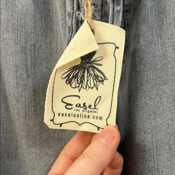 Blue Ruffled Denim Pants - Easel - Picture 6 of 6